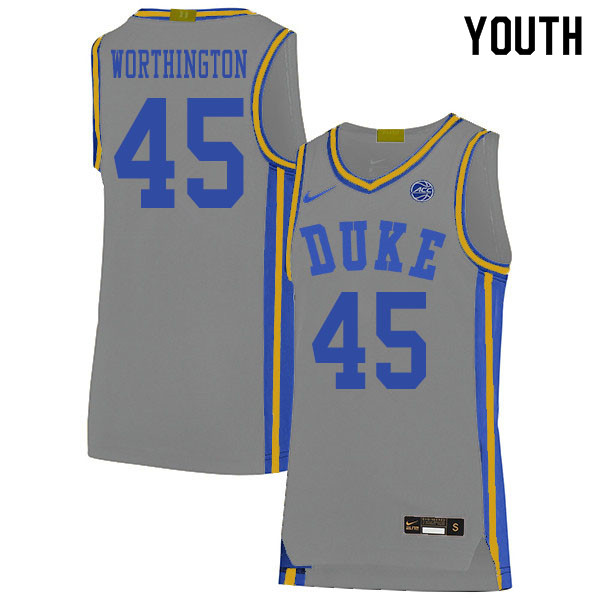 2020 Youth #45 Keenan Worthington Duke Blue Devils College Basketball Jerseys Sale-Gray - Click Image to Close